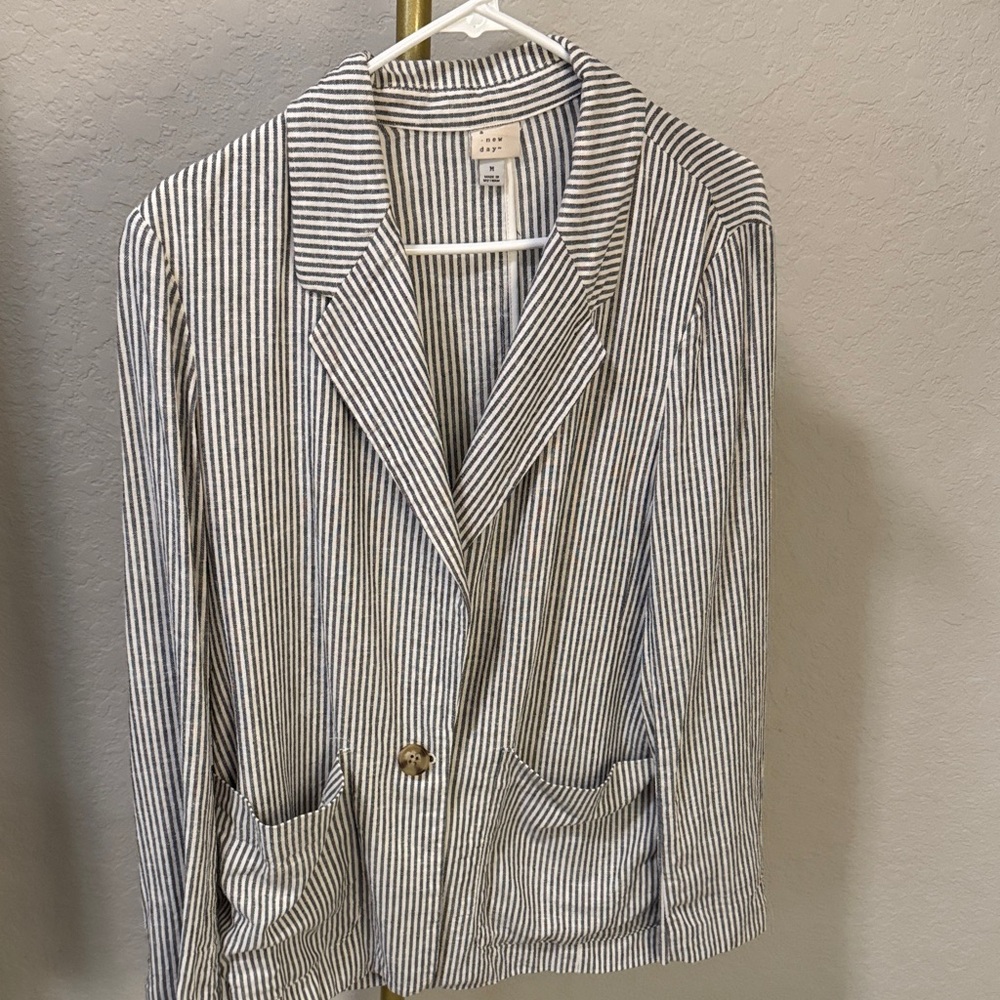 A New Day Navy and White Striped Top